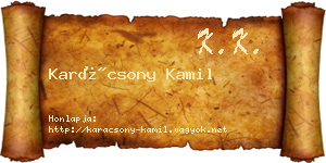 Karácsony Kamil névjegykártya